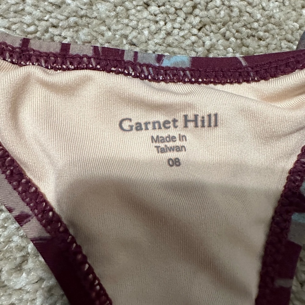 Garnet Hill One Piece Swimsuit Charlet Shadow Leaf Racerback Size 8 - Picture 5 of 5